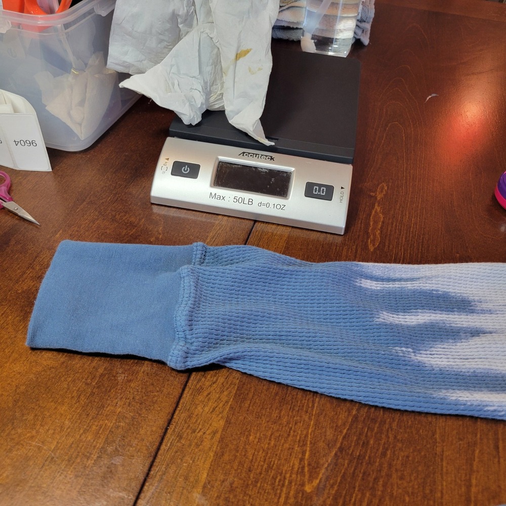 LOGO Lori Goldstein Thermal Top Size Small Blue Ombre Waffle Knit Pockets FLAW - Picture 9 of 16